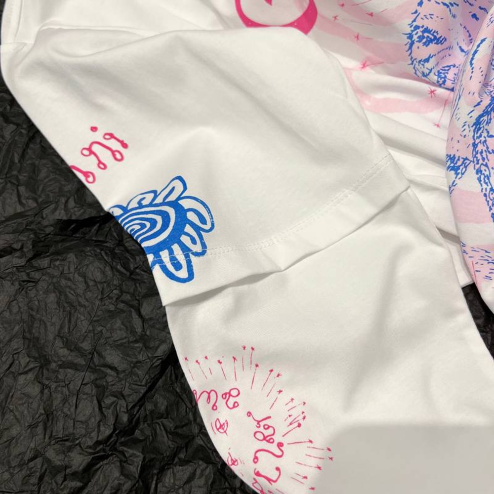 Ganni White Tee with Pink and Blue Graphic - Picture 3 of 5